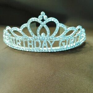 Silver Birthday Girl Tiara Crown Women